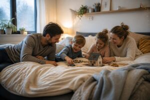 Familienbett als Spieleparadies: Die besten Ideen für kuschelige Nachmittage