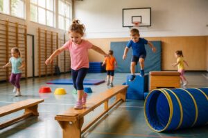 Bewegungsspiele für 3–6-Jährige in der Turnhalle: 16 Ideen mit fertigen Stundenplänen