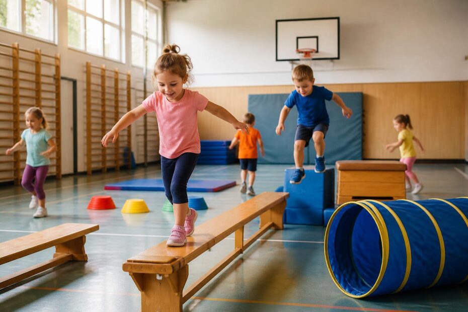 Bewegungsspiele für 3–6-Jährige in der Turnhalle: 16 Ideen mit fertigen Stundenplänen